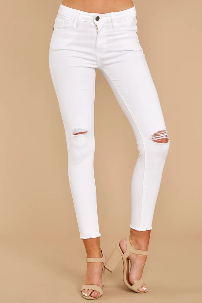 Could Have Sworn White Distressed Skinny Jeans | Red Dress 
