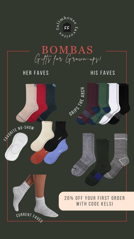 Put these on your grownup Christmas list! Caleb loves the arch grip, and I’ve recently fallen for the chunky ragg calf socks. Use code Kelsi for 20% for new customers. #bombas