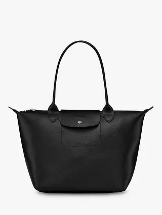 Longchamp Le Pliage City Coated Canvas Shopping Bag, Black | John Lewis (UK)