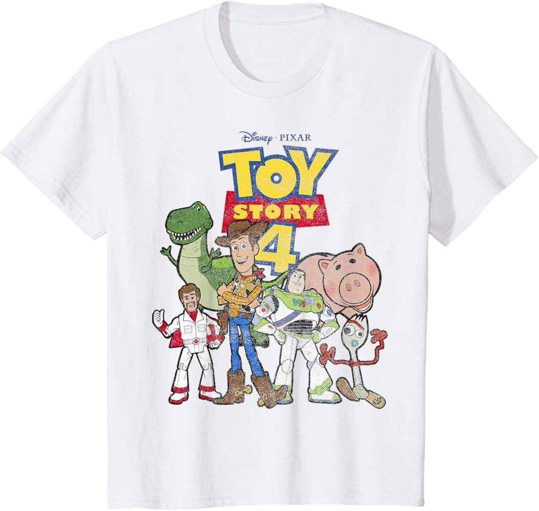 Disney Pixar Toy Story 4 New Group Shot Movie Logo Poster T-Shirt | Amazon (US)