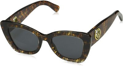 New Womens Fendi FF0327S Logo Print Narrow Cat Eye Dark Havana Brown Sunglasses  | eBay | eBay US