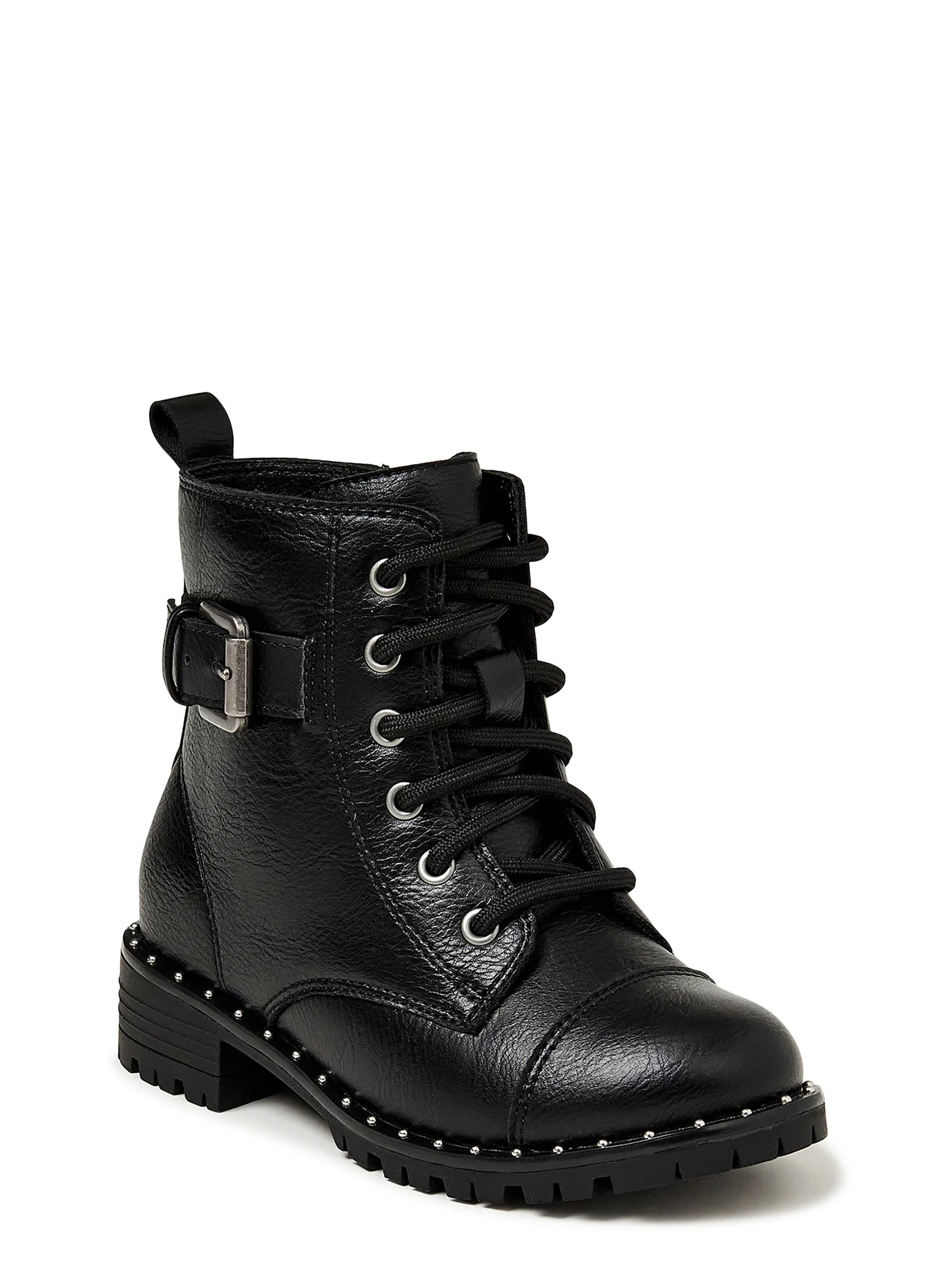 Wonder Nation Buckle Lace-up Fashion Moto Boot (Toddler Girls) | Walmart (US)