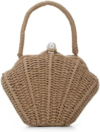 GOKTOW Women Straw Woven Handbag Shell Shape Clutch Straw Summer Bag Rattan Crossbody Bags Vacati... | Amazon (US)