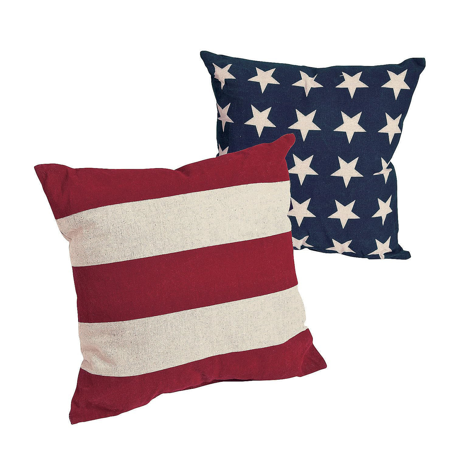 Fun Express 14" x 14" Patriotic Stars and Stripes Decorative Pillow Set, 2 Piece, American and Am... | Amazon (US)