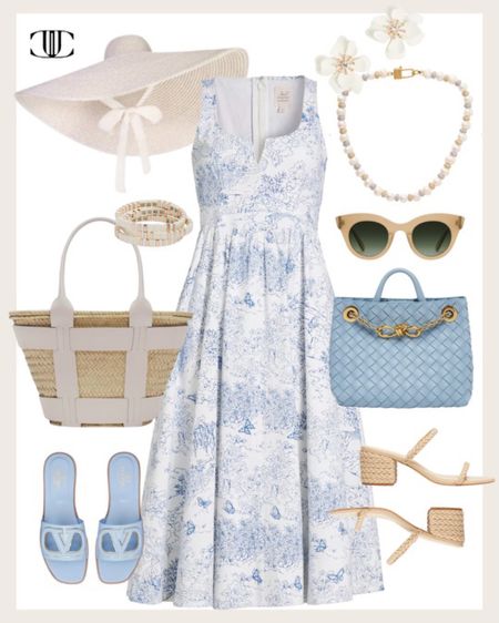 What a lovely and  feminine look with the soft blue and floral design. 

Midi dress, floral dress, sandals, slides, sun hat, sunglasses, spring outfit, summer outfit, pearls, block heel

#LTKstyletip #LTKshoecrush #LTKover40
