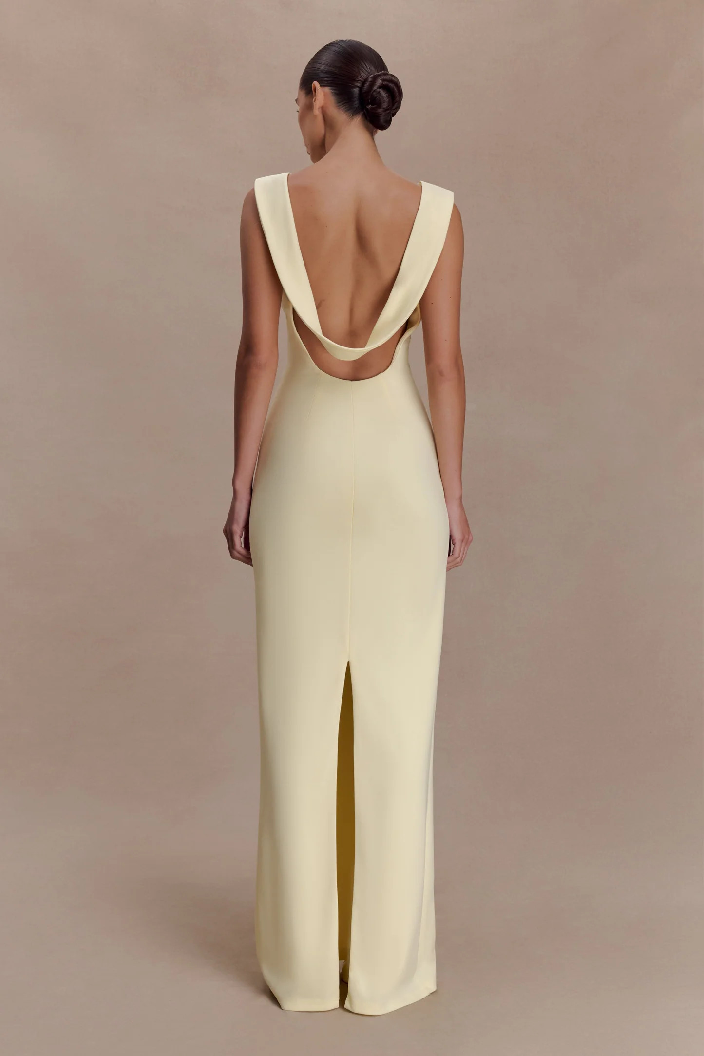 Crepe Draped Maxi Dress - Lemon | MESHKI US