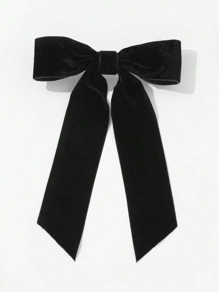 1pc Black Velvet Single Layer Bow Hair Clip For Autumn And Winter | SHEIN
