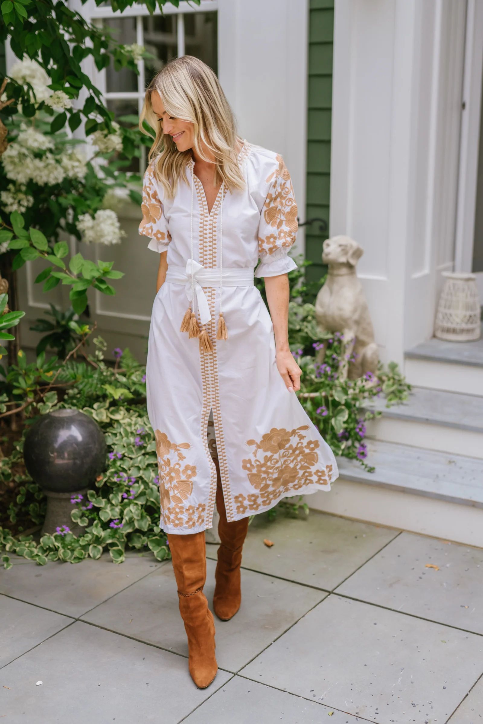 Short Sleeve Coatue Caftan - Camel | Julia Amory