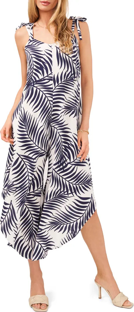 Vince Camuto Palm Print Tie Shoulder Jumpsuit | Nordstrom | Nordstrom