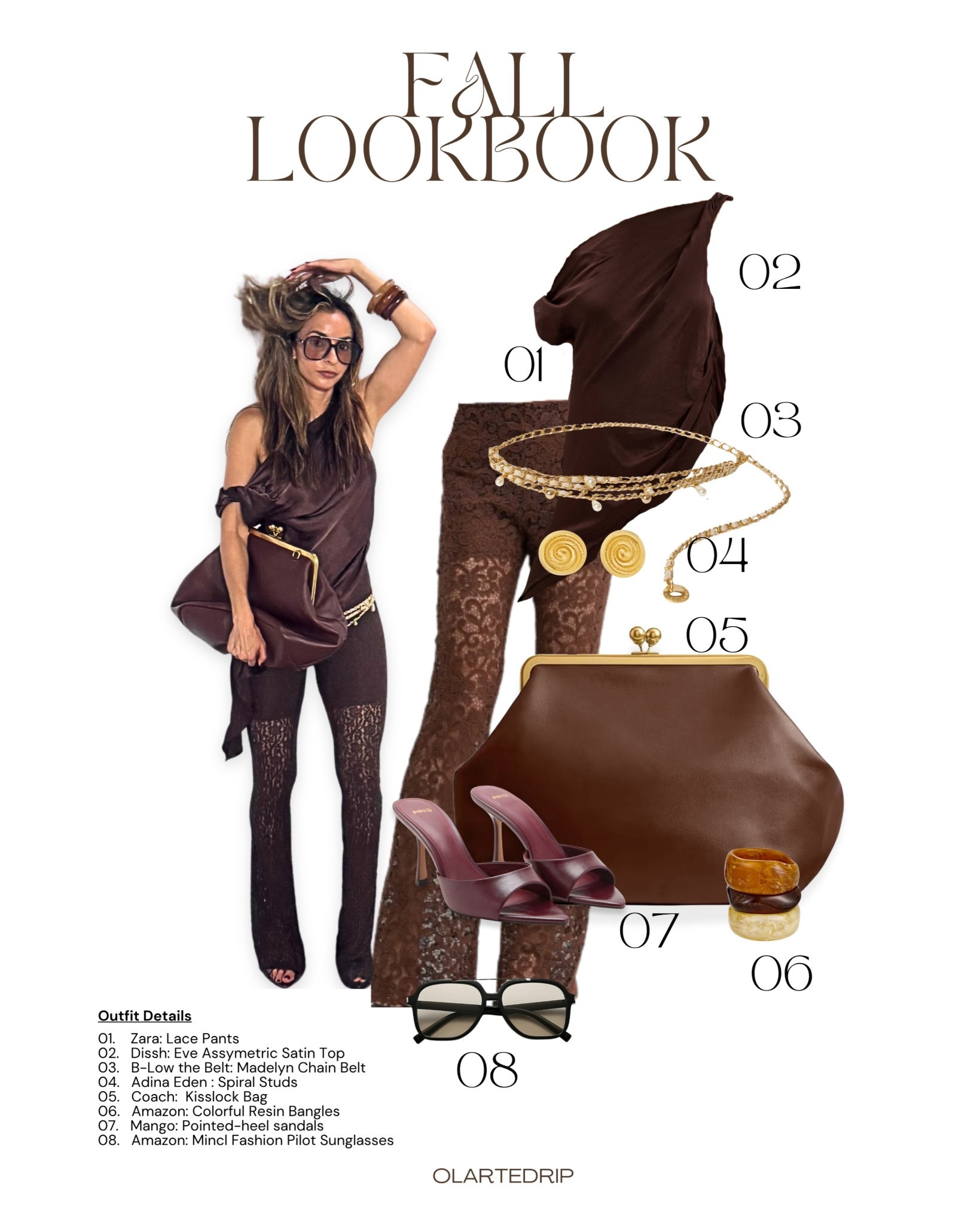 Fall Lookbook 🍂 Lace pants paired with a satin asymmetric top, bold chain belt, oversized studs, and a kisslock bag. Luxe textures + statement accessories styled to look designer without the price tag ✨

#LTKParties #LTKSeasonal #LTKStyleTip