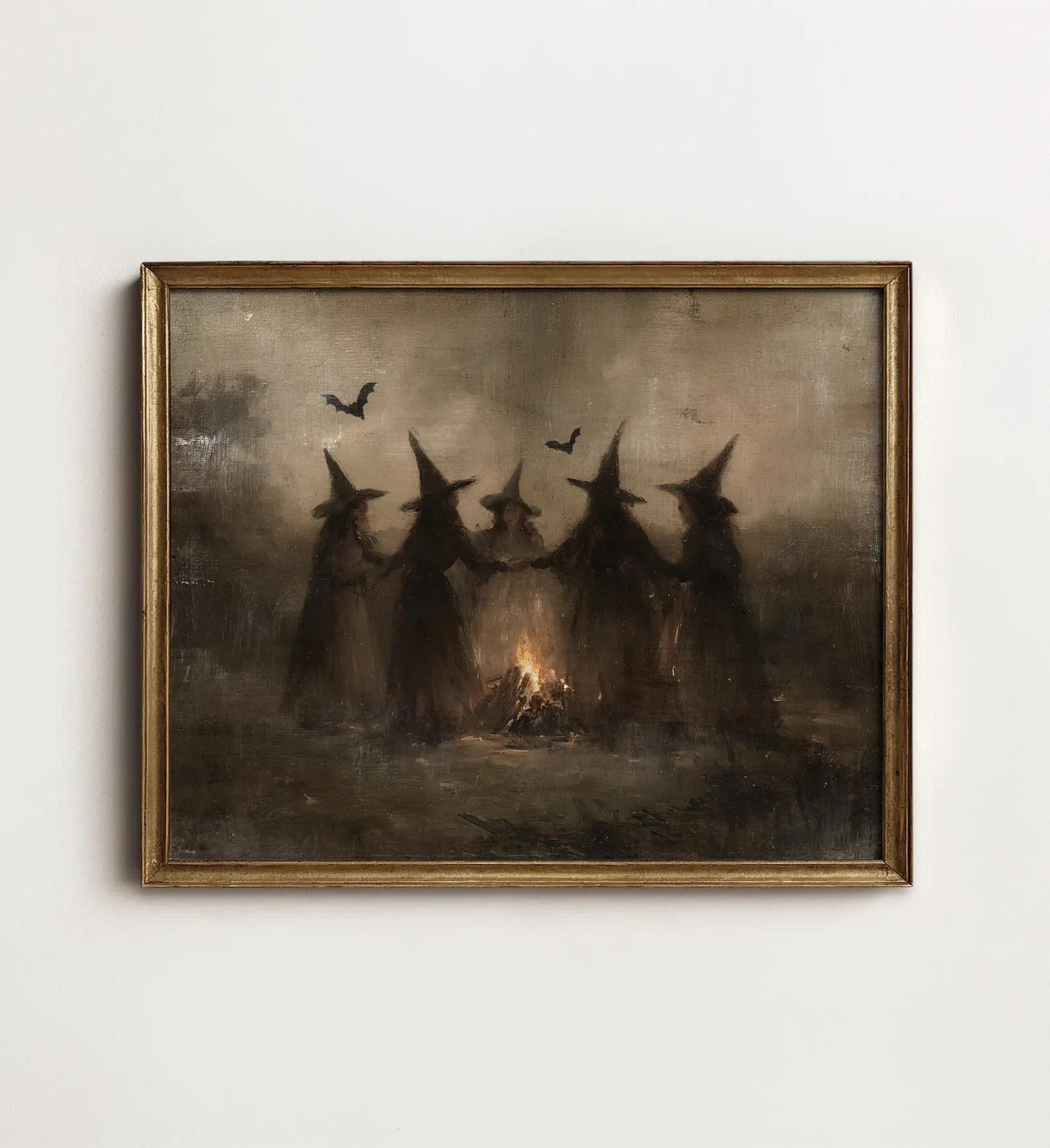 Vintage Witch Coven Art, Moody Gothic Halloween Wall Decor, Dark Cottagecore Painting, Printable ... | Etsy (Global)