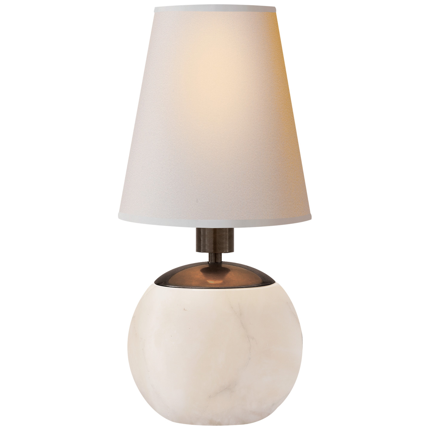 Tiny Terri Round Accent Lamp in Alabaster with Natural Paper Shade | Visual Comfort