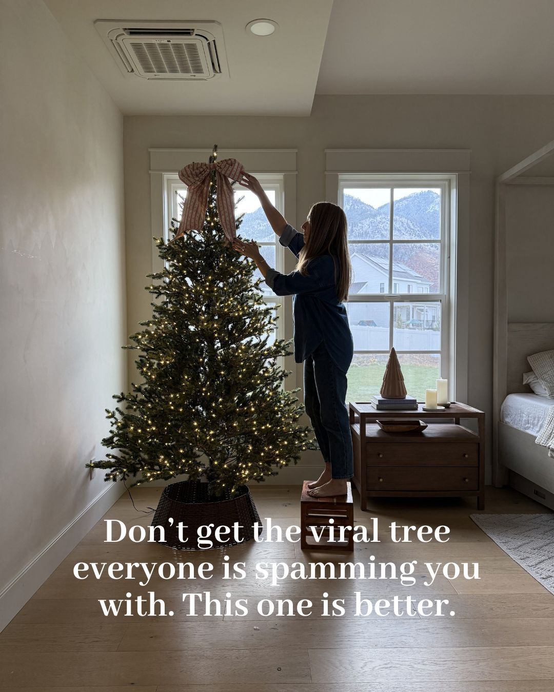 This tree is also from Home Depot but it is NOT the viral tree. This one has way more branch tips, the branches are realistic all the way into the center, which the viral one gets cheaper branches as it goes to the center. Trust me!! Same sprinkle whimsical lights, easy setup. Just better quality! Comes in several sizes too!  

 #LTKSeasonal #LTKHome
