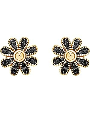 Black Natural Diamond Daisy Stud Earrings in 14k Gold Plated 925 Sterling Silver For Women (1/10 ... | Amazon (US)