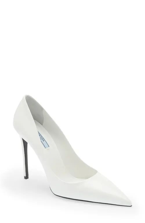 Prada Saffiano Leather Pump in White at Nordstrom, Size 11Us | Nordstrom