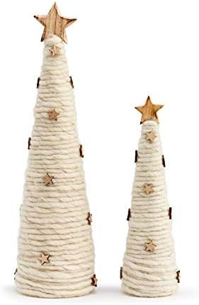 DEMDACO Classic White Tree with Stars 13.5 x 4 Wood Decorative Tabletop Figurine, Set 2 | Amazon (US)