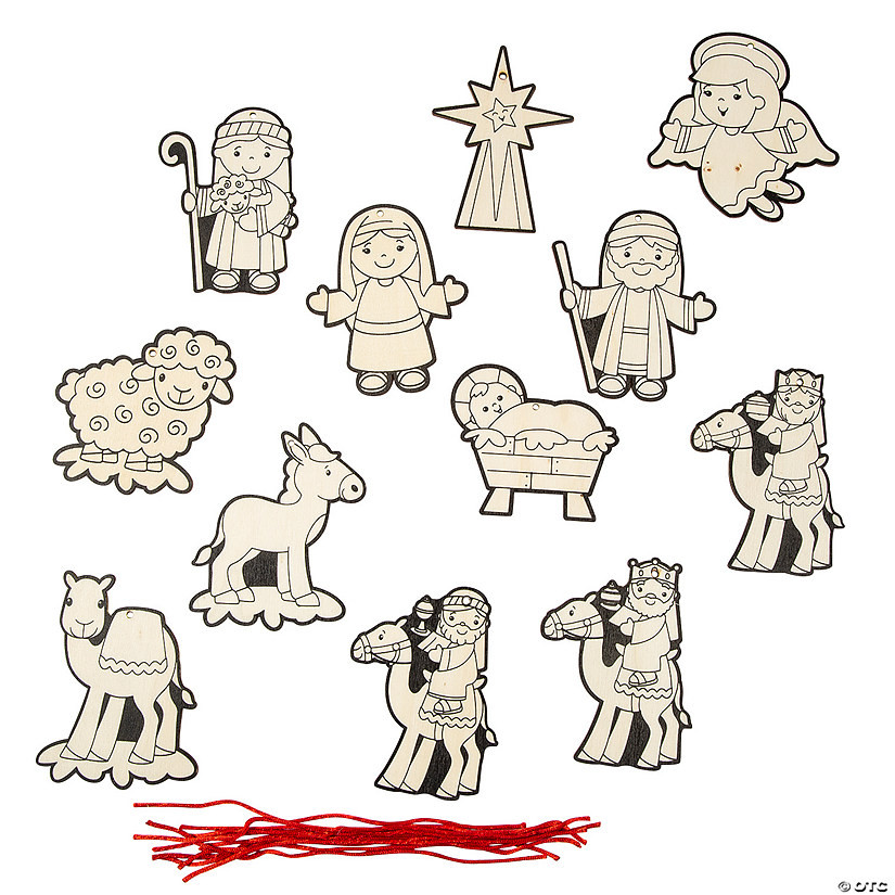 Color Your Own Nativity Character Christmas Ornaments - 12 Pc. | Oriental Trading Company