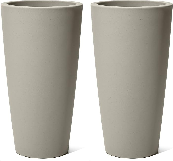 Step2 Tremont Tall Round Tapered Planter, 28" Tall 2-Pack, Indoor/Outdoor Plants, Efficient Drain... | Amazon (US)