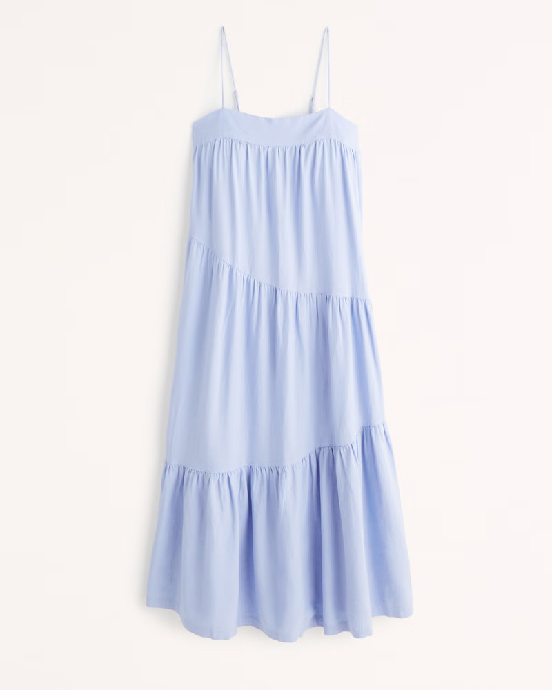 Asymmetrical Tiered Maxi Dress | Abercrombie & Fitch (US)