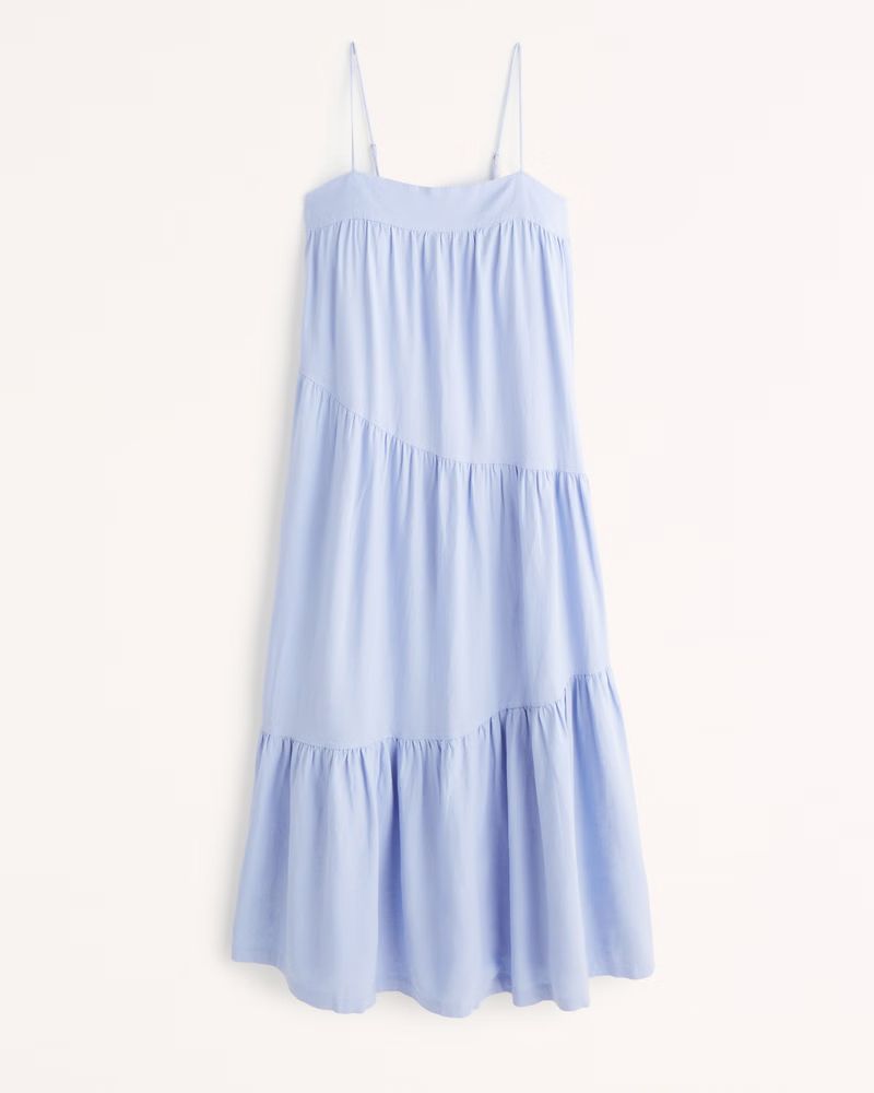 Asymmetrical Tiered Maxi Dress | Abercrombie & Fitch (US)