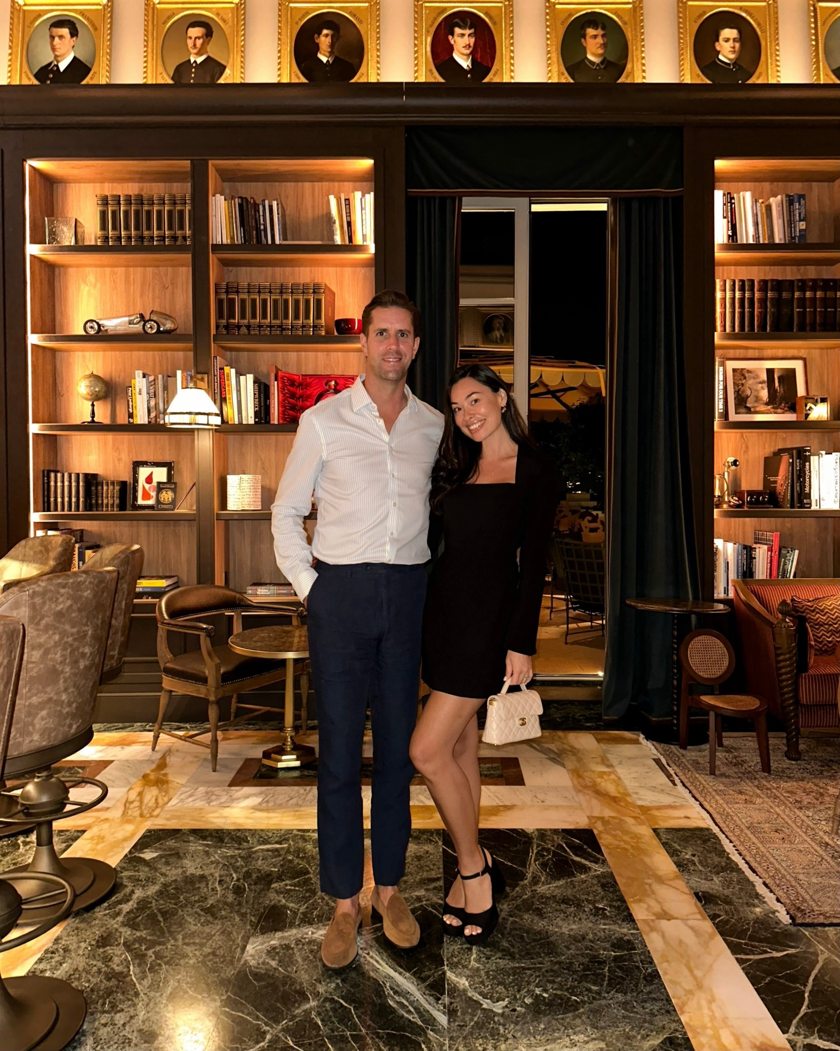 Thomas Jamieson wears Del Toro loafers, Kat Jamieson wears Chanel platform sandals, a Chanel bag and little black dress in Florence. Men’s fashion, date night outfit, cocktail attire. 

#LTKSeasonal #LTKItBag #LTKShoeCrush
