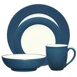 Colorwave Blue 4-Piece (Blue) Stoneware Rim Place Setting, Service for 1 | The Home Depot