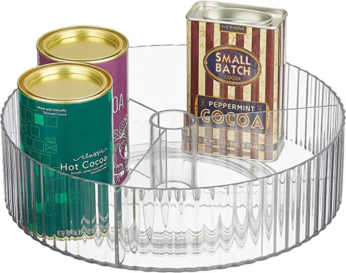 mDesign Fluted Lazy Susan Turntable Divided Spinner for for Kitchen and Bathroom Cabinet, Cupboar... | Amazon (US)