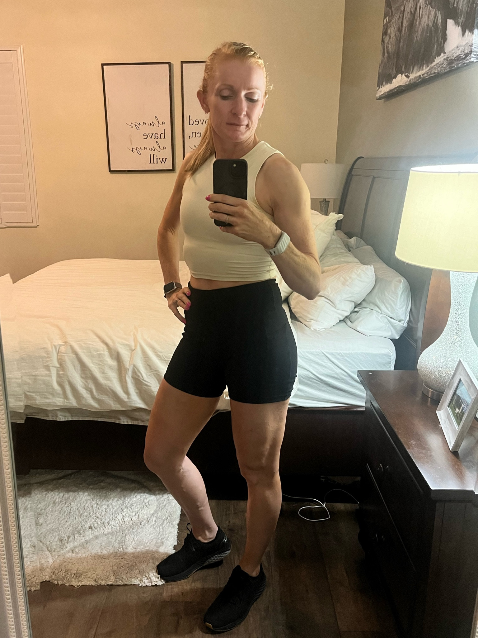 My favorite long line sports bra is on SALE!!! I have it in 3 colors now. Also I got these shorts in a pack of 4 and they are awesome, highly recommend. #sportsbra #shorts #gym #fitness #gymclothes #gymoutfit #runners #nobull

#LTKSaleAlert #LTKFitness #LTKOver40