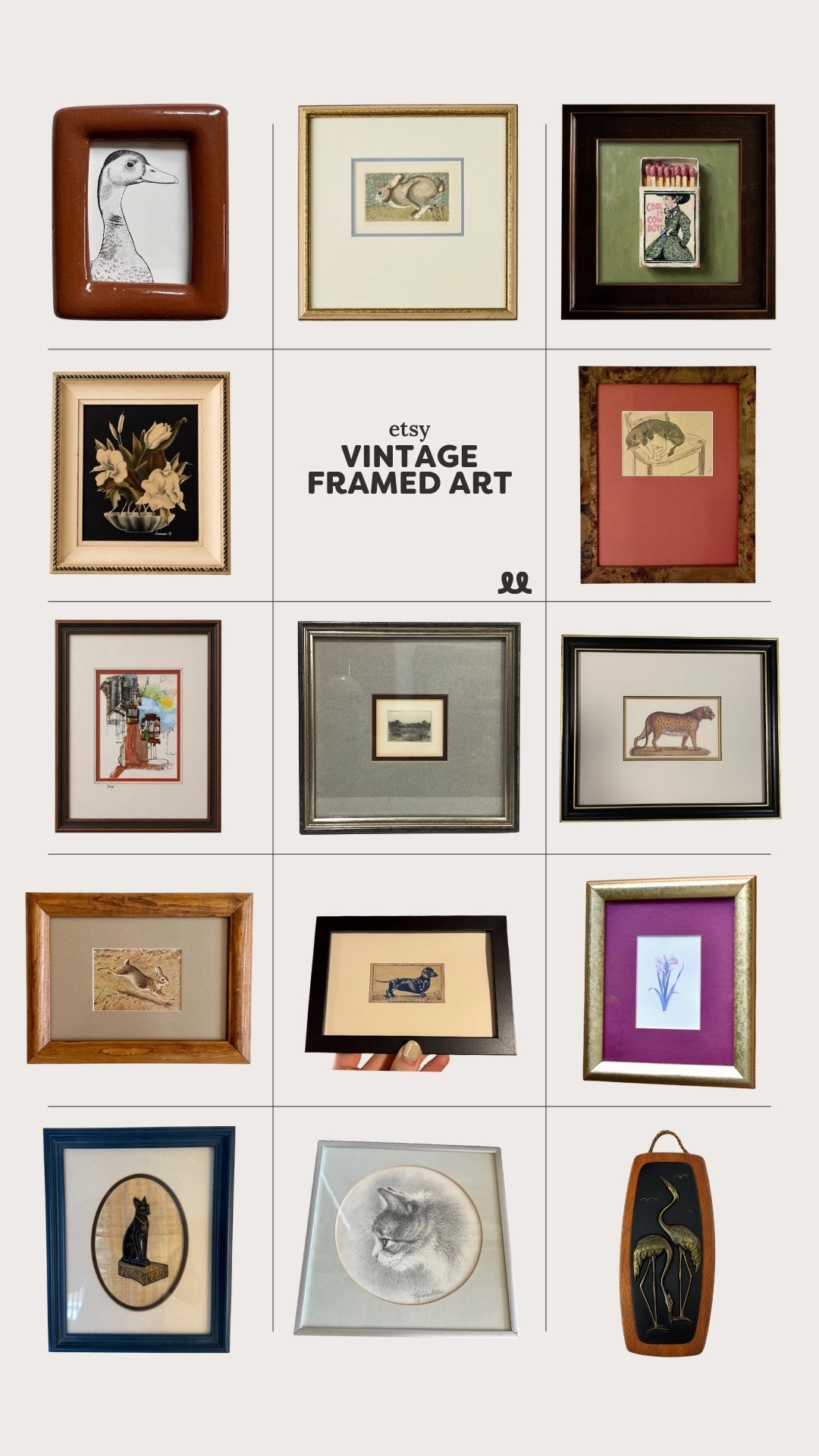 Round up of more vintage framed art from Etsy￼

#LTKHome