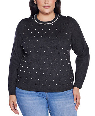 Belldini Plus Size  Front-Embellished Sweater - Macy's | Macy's