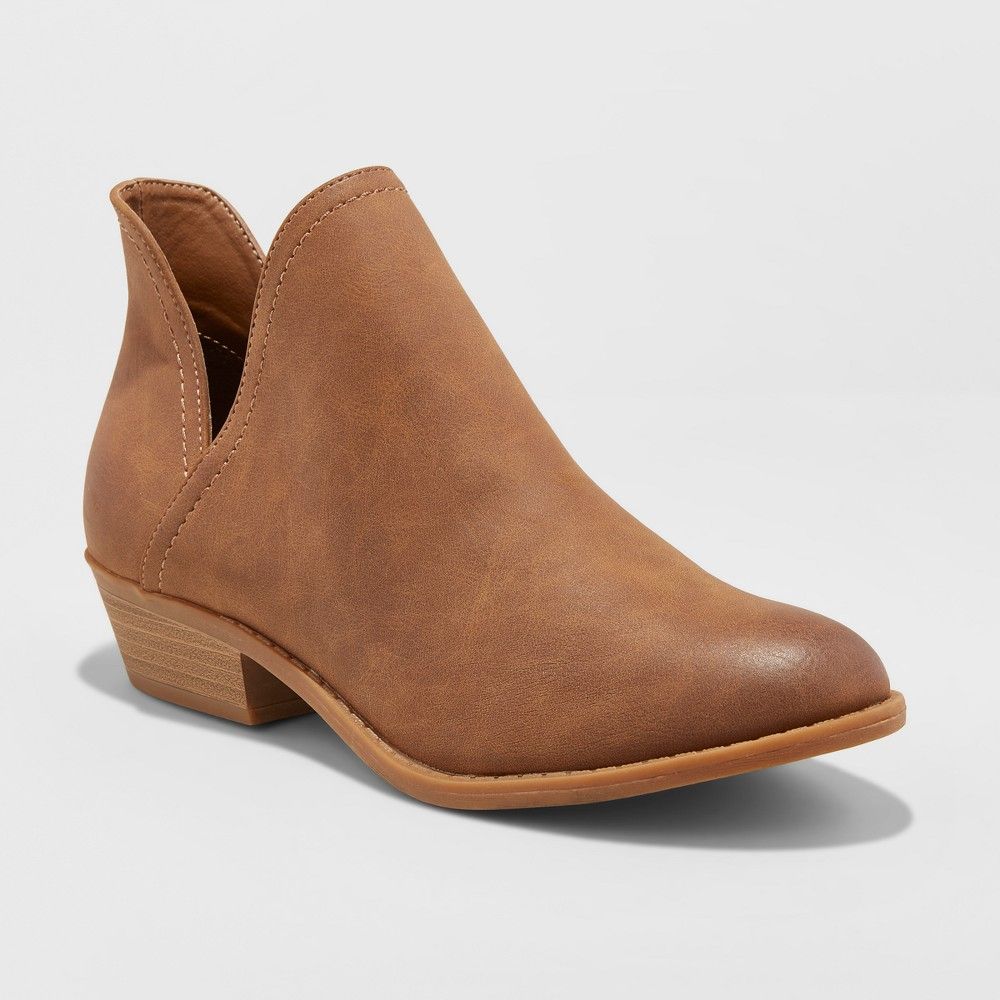 Women's Nora V-Cut Ankle Booties - Universal Thread Cognac (Red) 8.5 | Target
