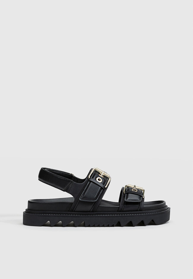 Padded flat sandals with buckles | Stradivarius (UK)