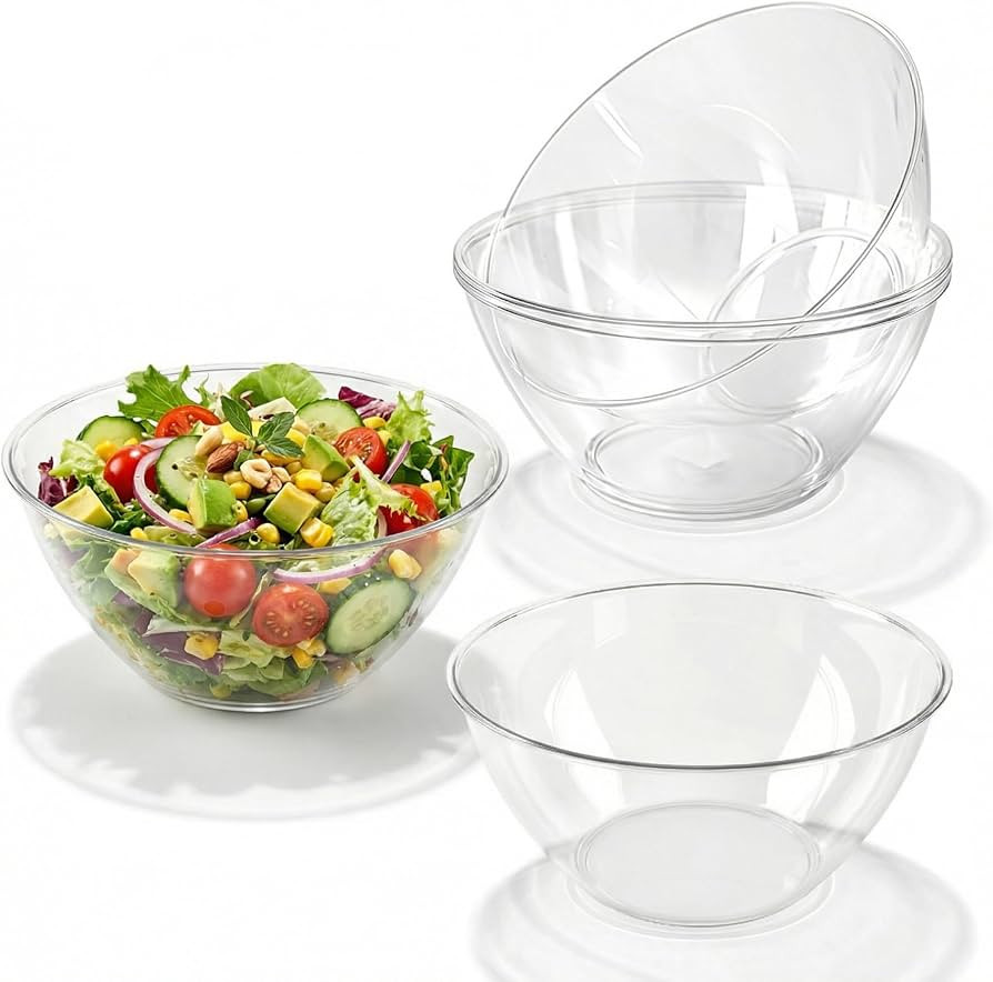HOMIP 8 Pack Clear Plastic Serving Bowls 160Oz, Large Round Punch Bowls for Fruits, Popcorn, Chip... | Amazon (US)