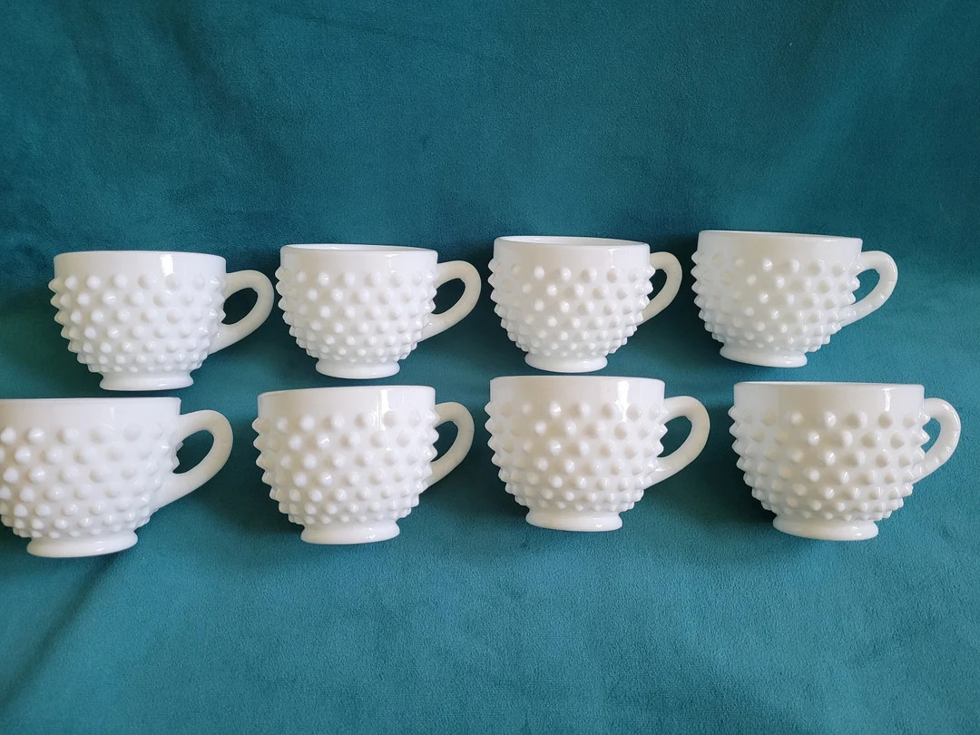 S/8 Fenton Art Glass Milk Glass Hobnail Punch Cups - Etsy | Etsy (US)