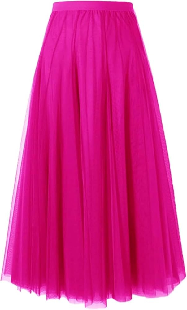 SANGTREE Women's Long Tulle Skirts Elastic High Waist A-Line Layered Tutu Mesh Flowy Skirt Ankle ... | Amazon (US)