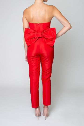 Silk Faille Bow Back Jumpsuit | ALEXIA MARIA