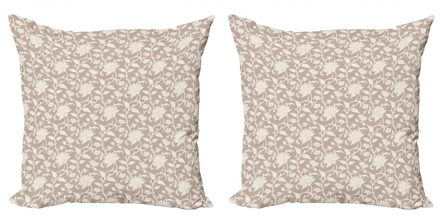 Floral Throw Pillow Cushion Cover Pack of 2, Floral Arrangement with Monochrome Design Natural El... | Walmart (US)