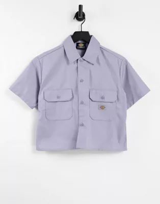 Dickies short sleeve cropped work shirt in lilac | ASOS (Global)