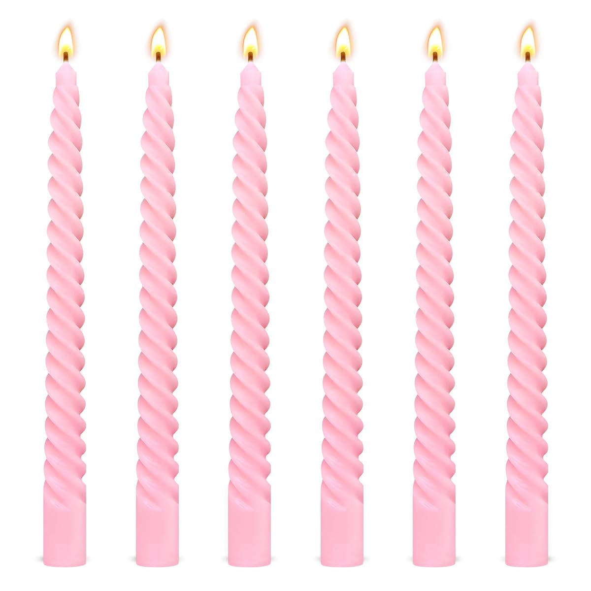 6 Pack 10 Inch Pink Spiral Taper Candles for Holiday Home Decoration, Unscented Dripless Twisted ... | Amazon (US)