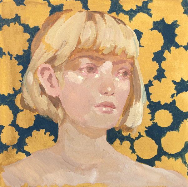 Portrait on Blue & Yellow floral | Artfully Walls