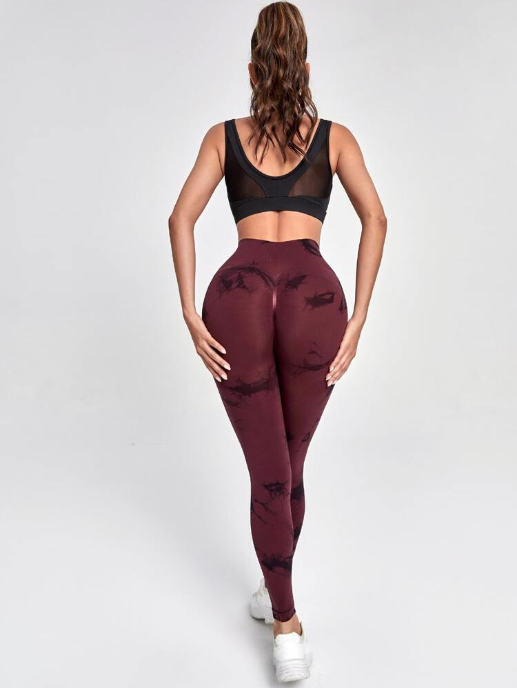 Seamless Wide Band Waist Tie Dye Sports Leggings | SHEIN