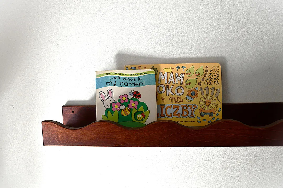 a floating scalloped shelf, wall scallop shelf, wavy picture ledge, arch bookshelf, floating book... | Etsy (US)