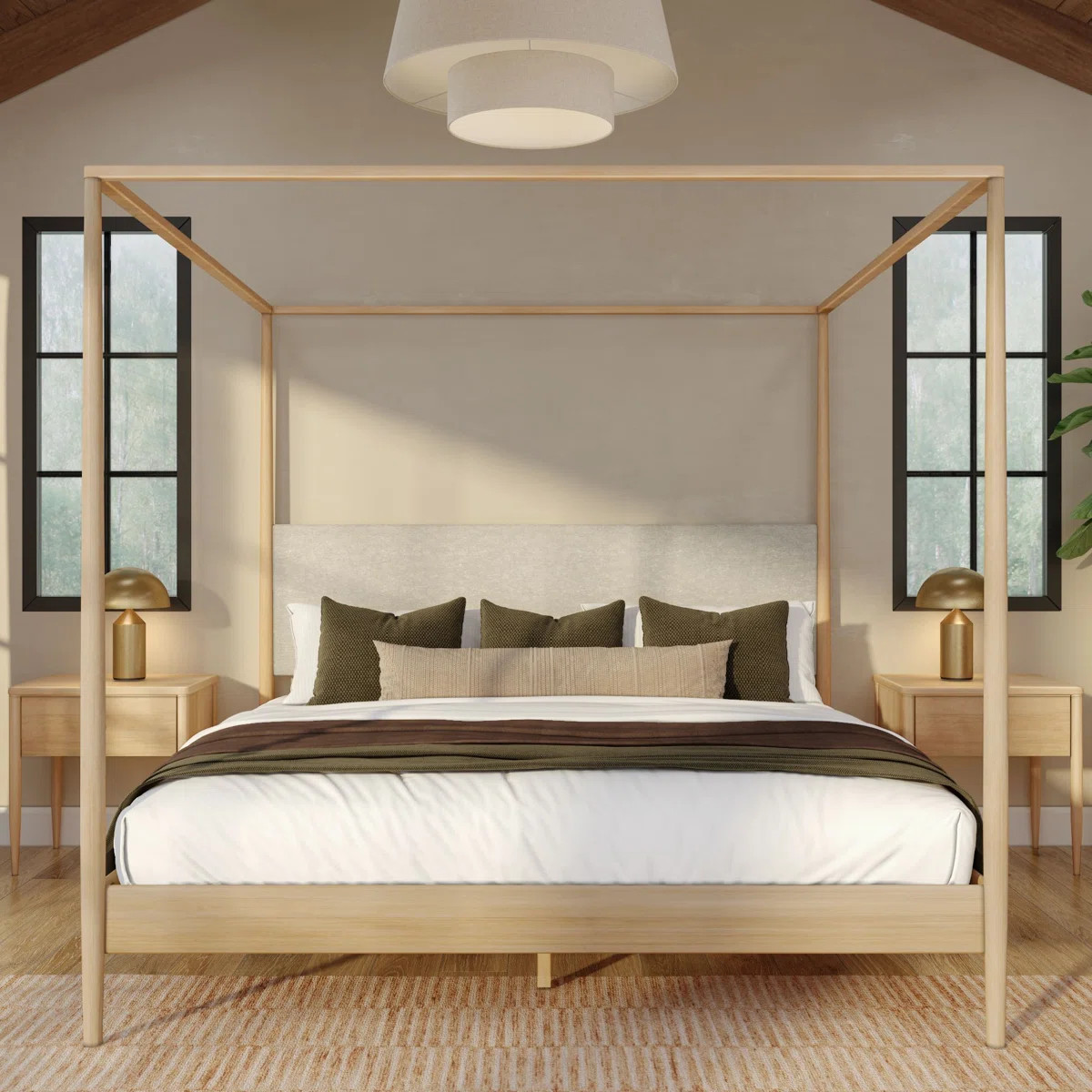 Jacelyn Canopy Bed with Upholstered Headboard, | Wayfair North America