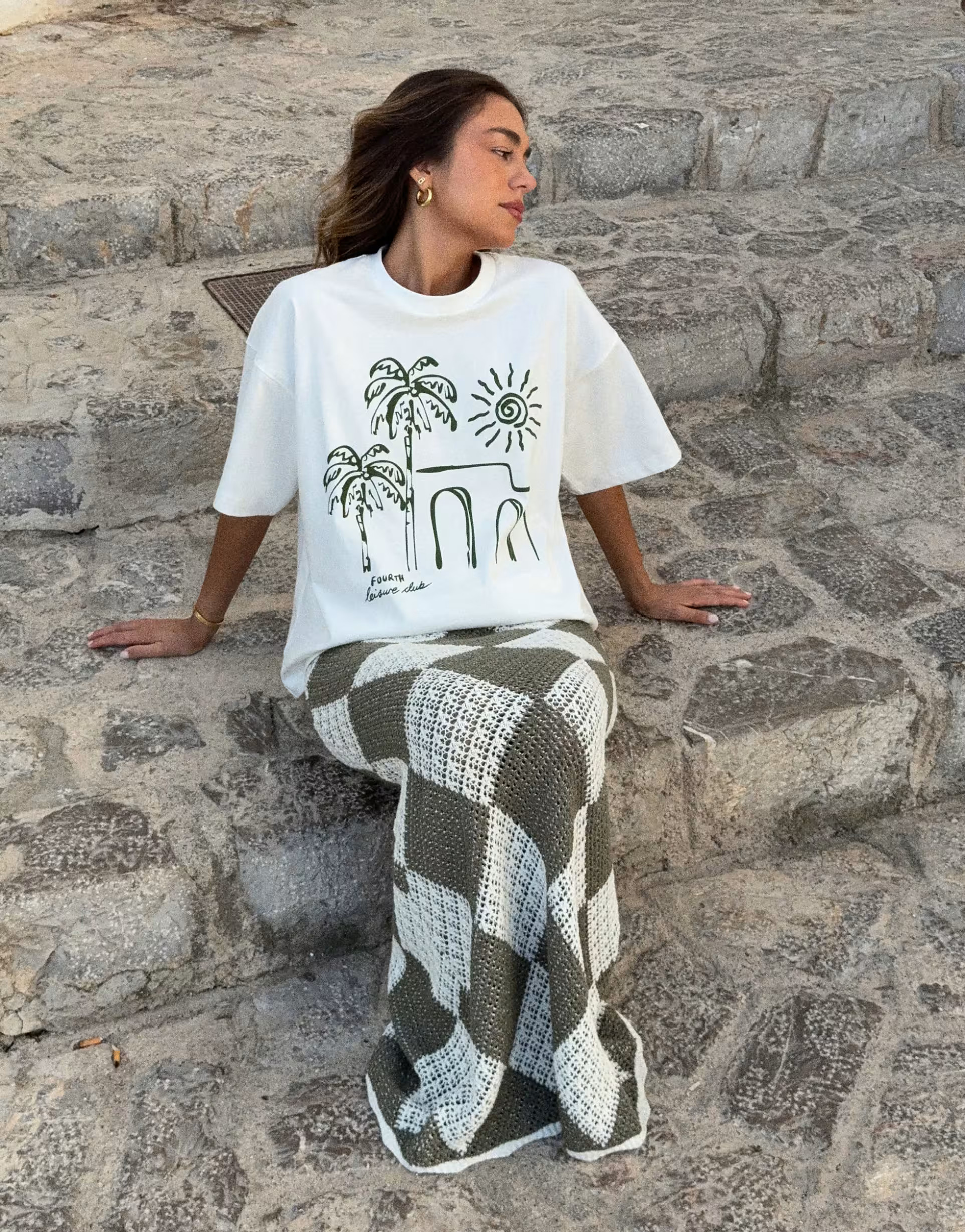 4th & Reckless x Luana Barron cotton palm print oversized t-shirt in off white | ASOS | ASOS (Global)