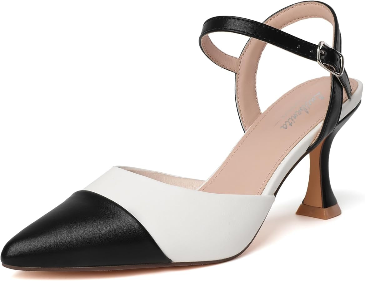 Womens Low Heels Closed Toe Dress Shoes Kitten Heel Pointed Toe Sexy Classic Comfortable Heeled P... | Amazon (US)