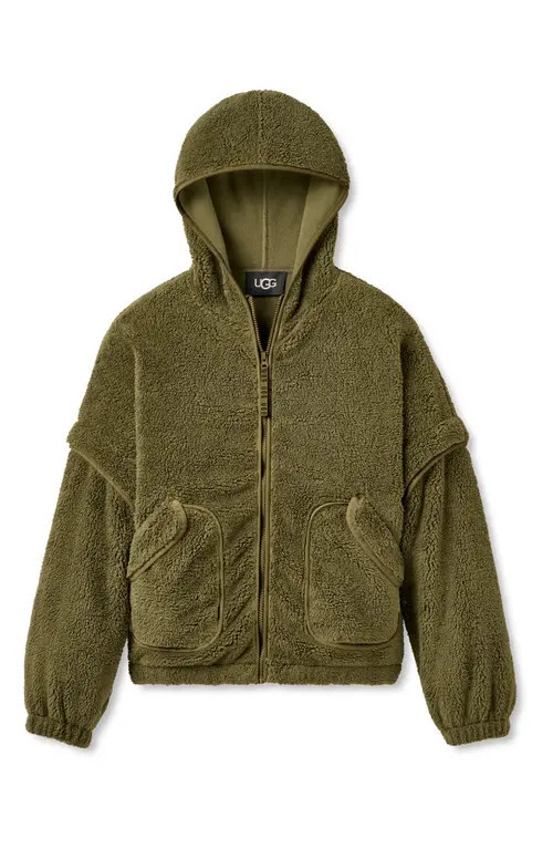 UGG(r) Mariella UGGfluff Zip Hoodie in Burnt Olive at Nordstrom, Size X-Small | Nordstrom
