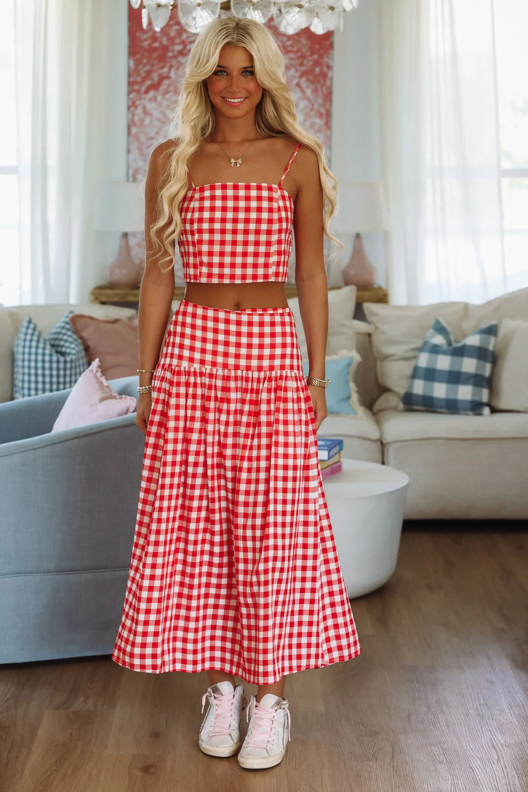 Trophy Time Maxi Skirt - Red and White | Hazel and Olive