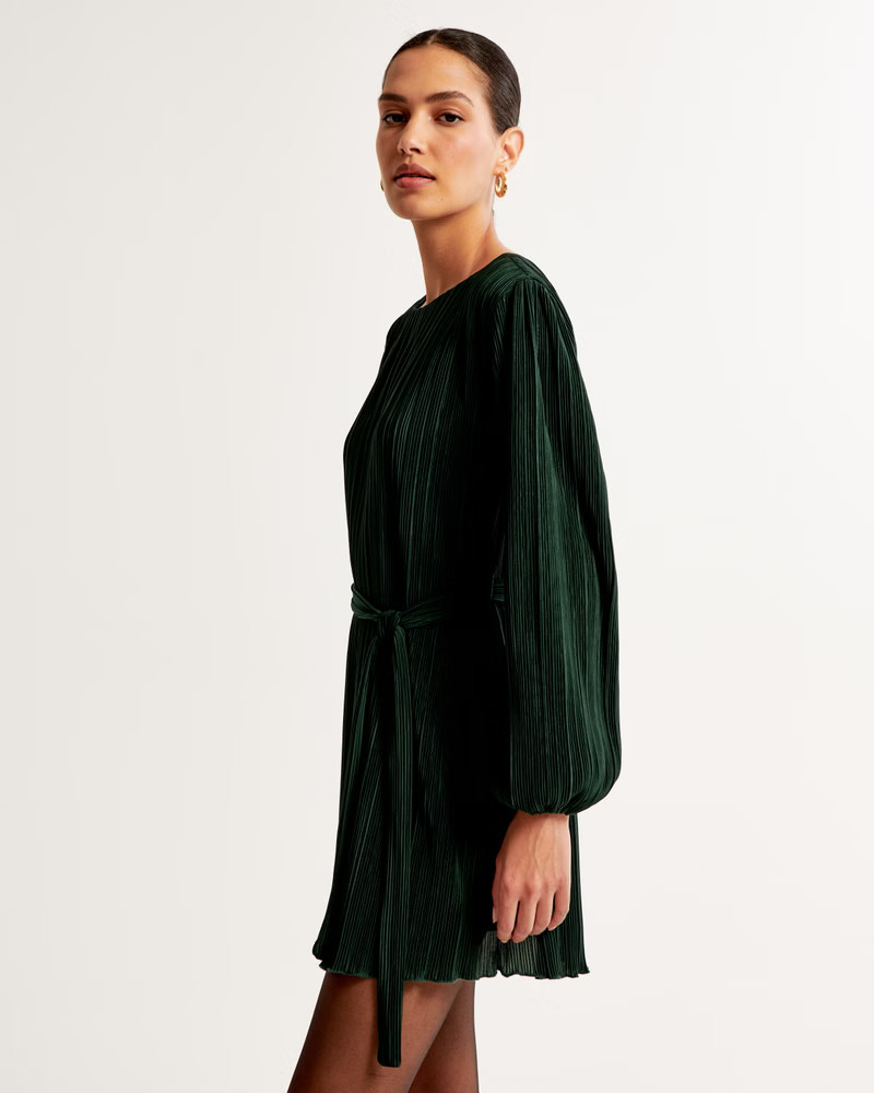 Satin Plisse Easy Mini Dress | Abercrombie & Fitch (US)