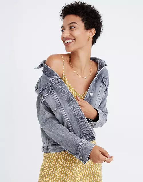 The Boxy-Crop Jean Jacket in Pale Grey | Madewell