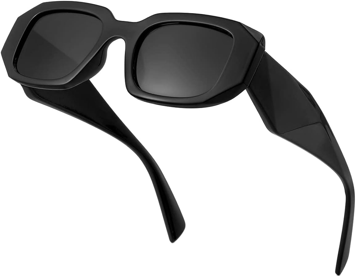 JOVAKIT Trendy Thick Chunky Rectangle Sunglasses for Women Men Fashion Small Square Sun Glasses U... | Amazon (US)